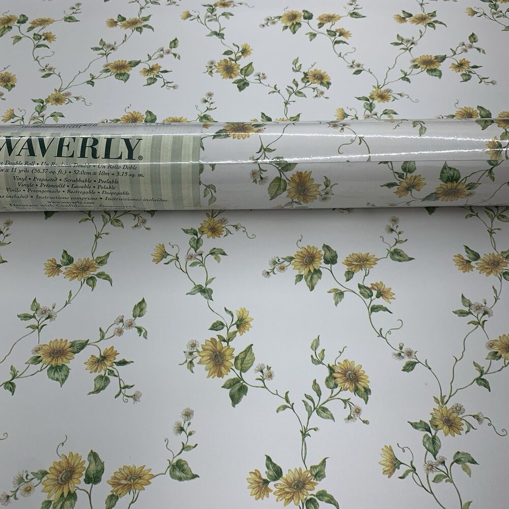 Waverly Floral Botanical Sunflower Wallpaper 5503964, 20.5” X 11yds